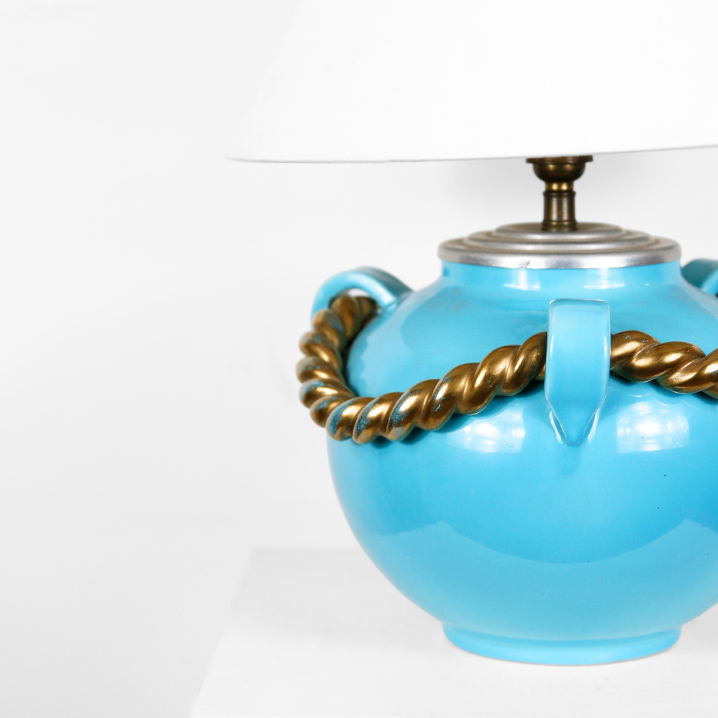 Lampe ancienne turquoise